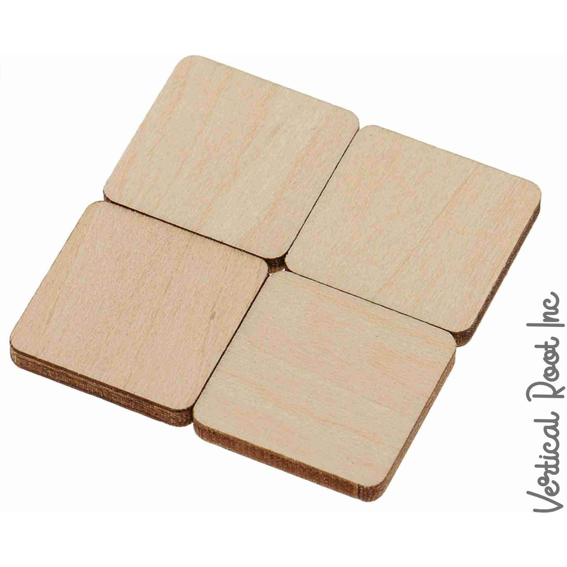 Vertical Root Inc Square Mdf Unfinished Wood Pieces Blank Plaque Cutout Coaster For Diy Craft Pyrography Projects Building Model (Brown, 95Mm X 95Mm X 3Mm) - Pack Of 12