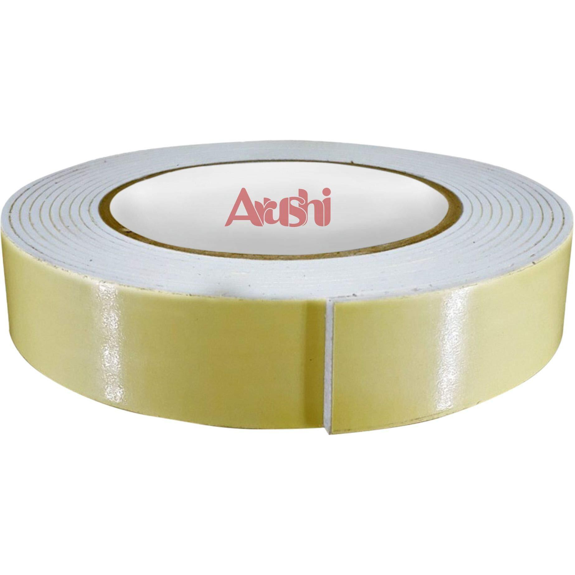 Arushi Premium Double Sided Foam Tape Adhesive Acrylic Foam Mounting Tape For Wall/Craft/Multipurpose1/2 Inch Width, White 12Mm X 5 Mtr Set Of 4 Pcs (4)
