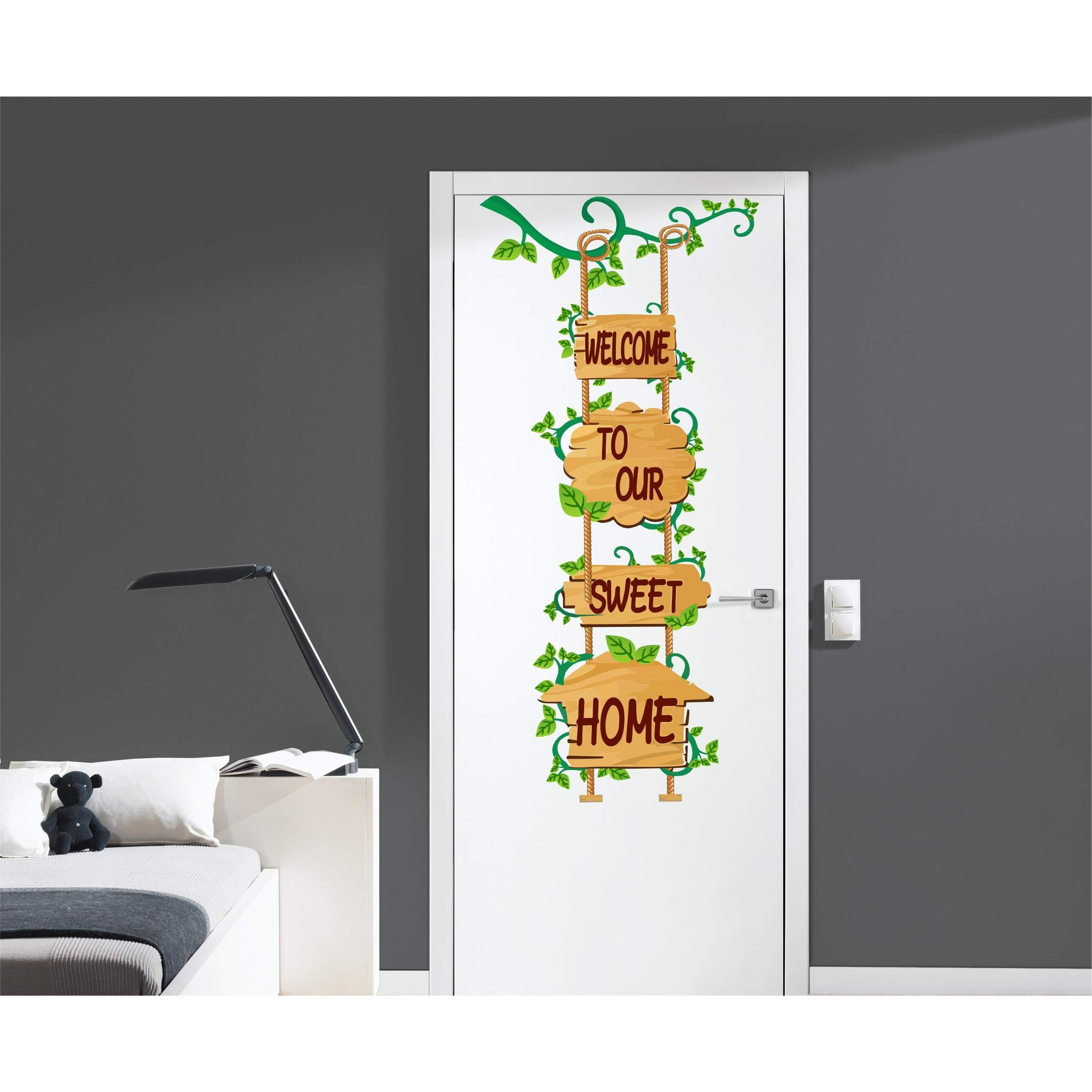 Decals Stock Pvc Sweet Home Quote Design Wall Door Sticker (Multicolour)