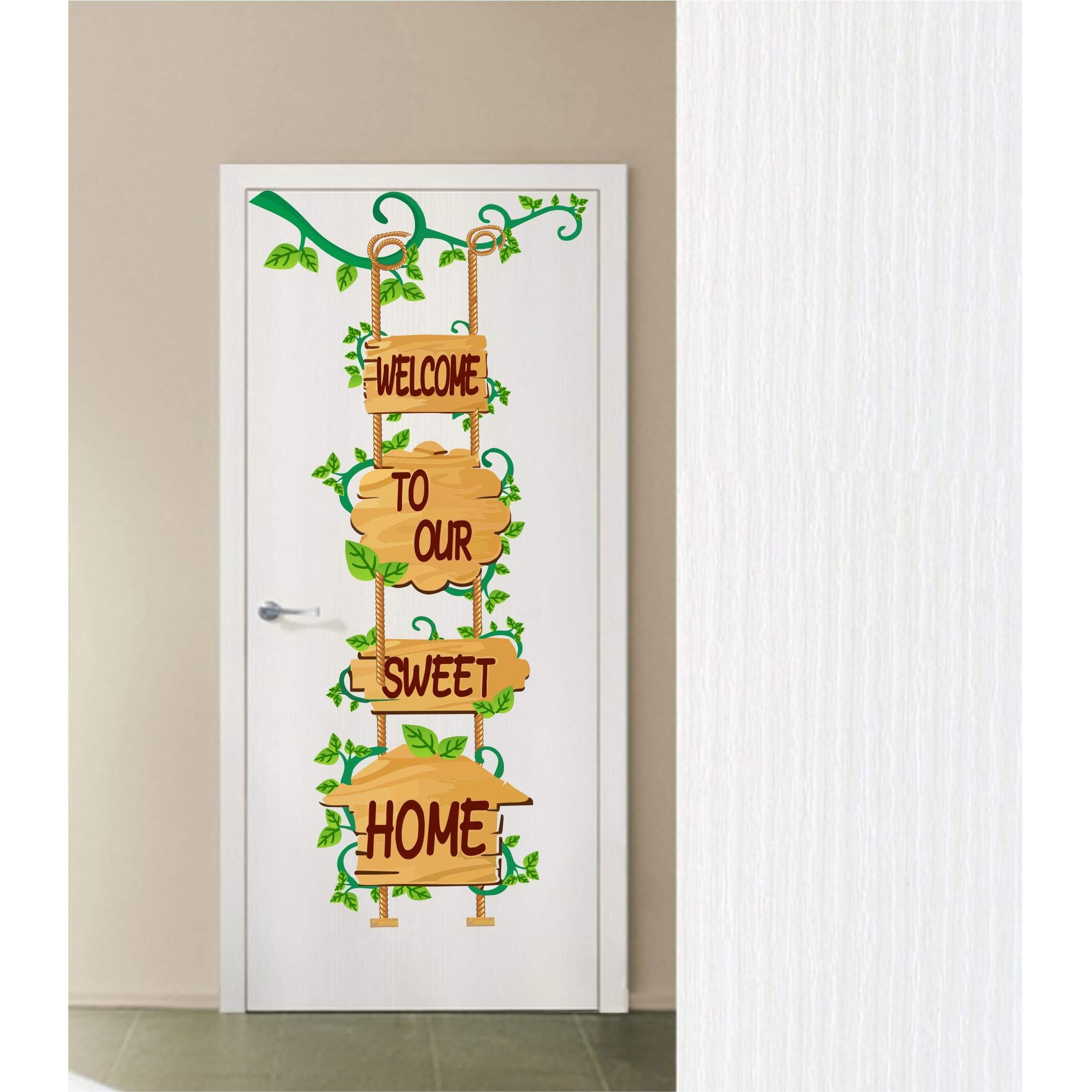 Decals Stock Pvc Sweet Home Quote Design Wall Door Sticker (Multicolour)
