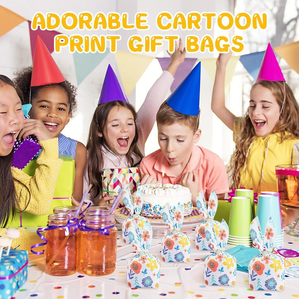 Zibuyu 50Pcs Gift Bags Token Gift Wrapping Bags Christmas Gift Packing Bags Floral Printed Candy Bags For Kids Treat Bags Party Favor Bags For Birthday Gift, Christmas Gift, Token Gift 14X23Cm