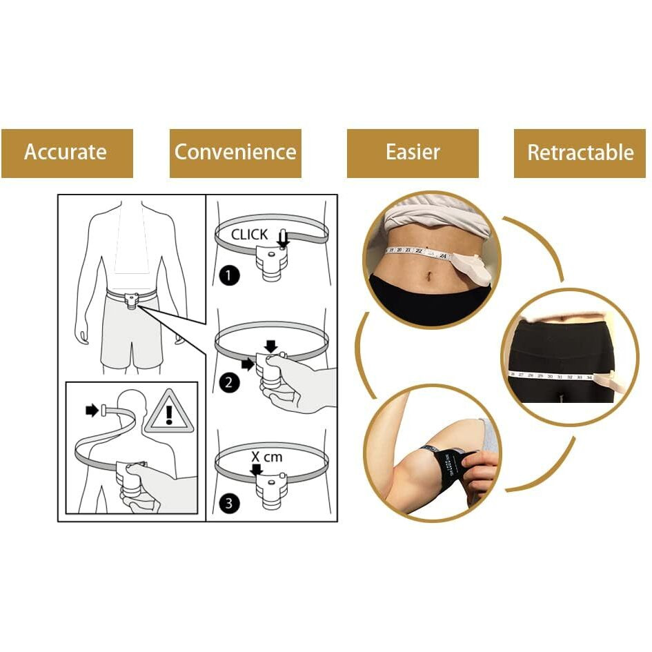 Feinerman 150 Cmbody Measuring Tape With Lock Pin, Retractable Push Button, Measurement Tape For Body Fat, Weight Loss, Sewing & Tailor Tape, Fitness Inch Measuring Tape