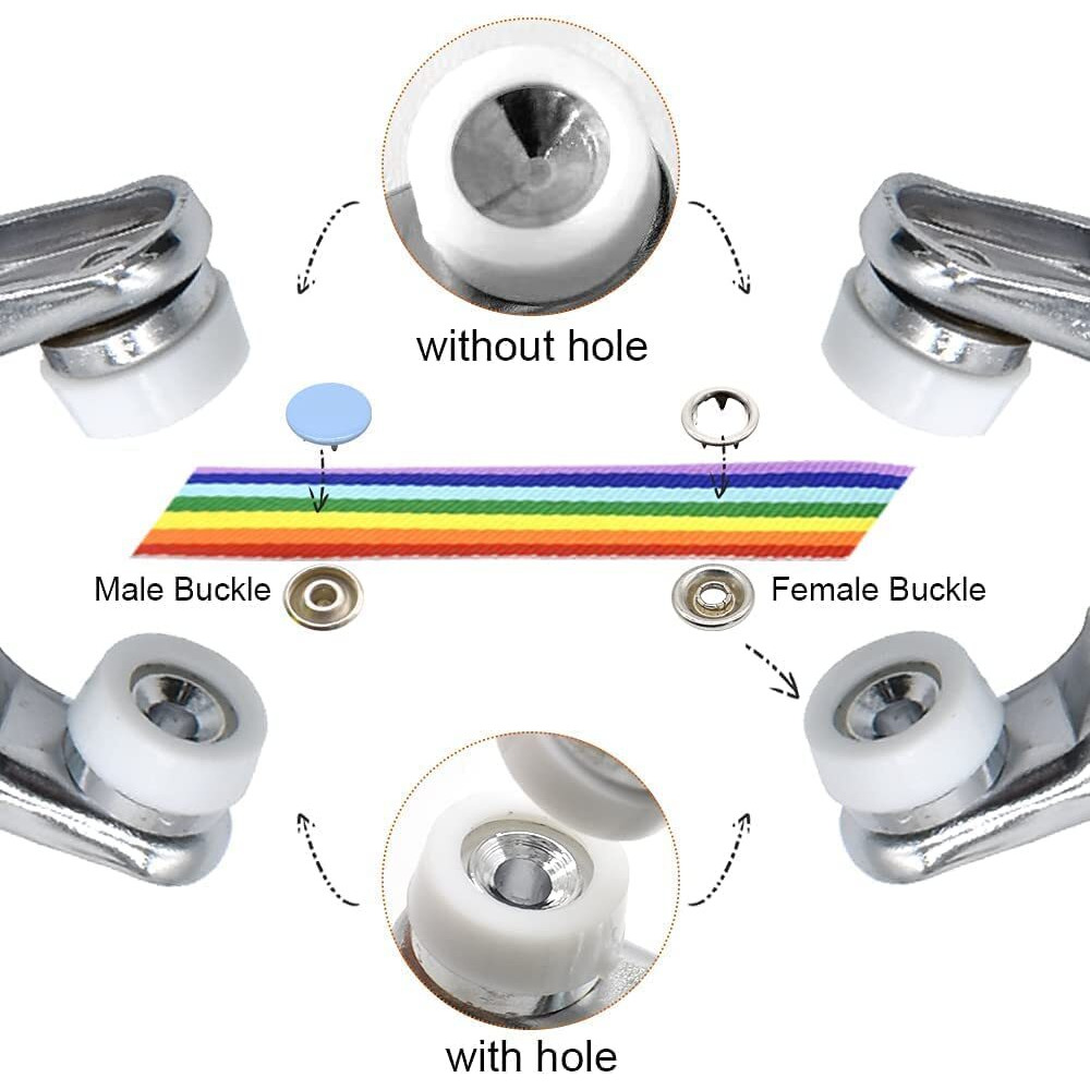 100Pc Silver Button Thickened Snap Fasteners Kit Metal Copper Five Claw Buckle Set With Hand Pressure Pliers Tool Diy Sewing Buttons Set For Clothing Sewing | Snap Button Tool Kit