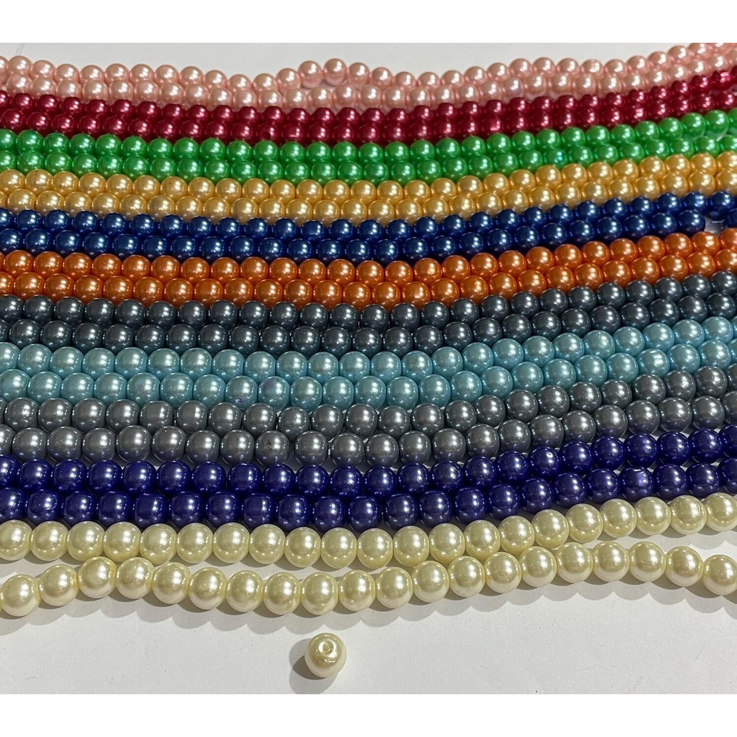 Omx Pearl Glass Beads Craft Jewellery Making, (Size 8Mm - 800 Pc, Red)