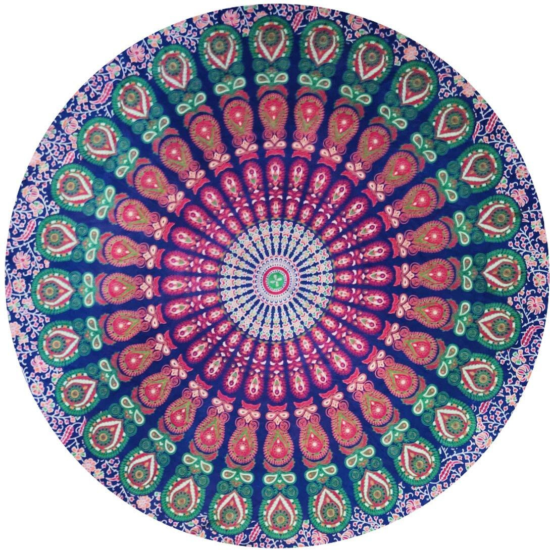 Purpledip Round Tapestry Mandala Beach Throw Indian Cotton Bohemian Round Table Cloth Home Decor Yoga Mat Meditation Picnic Rug 50 Inch