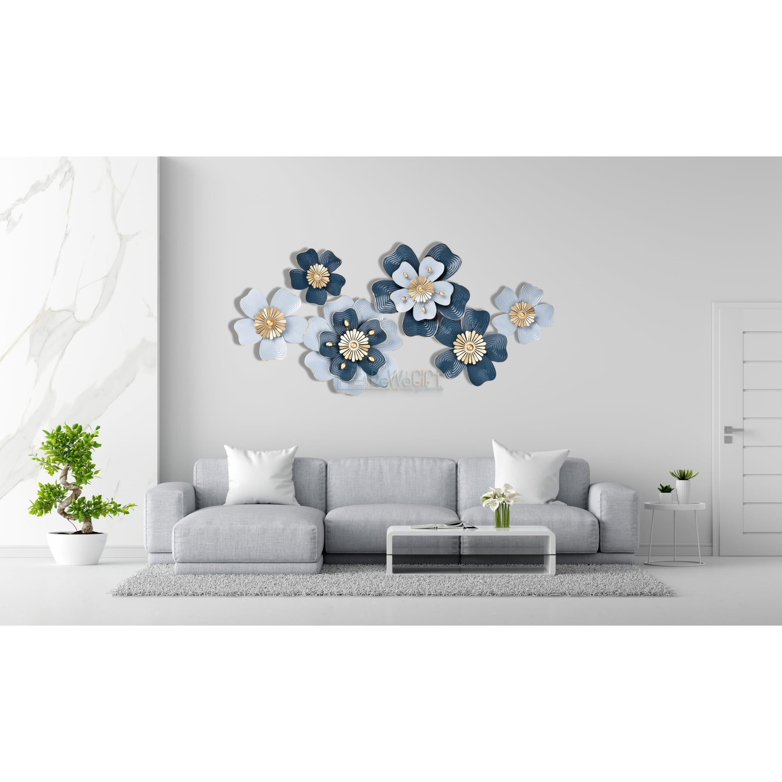 Dewogift Multicolor Decorative Metal Floral Wall Art | Sculpture For Living Room | Wall Decor | Flower, 127 Centimeters