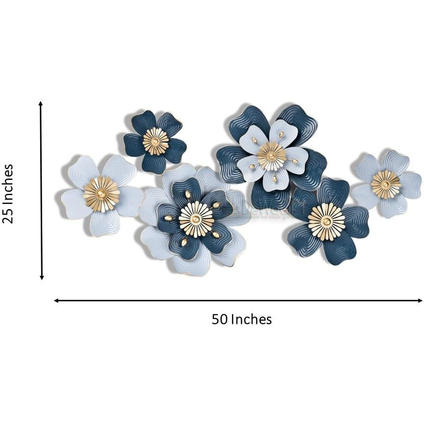Dewogift Multicolor Decorative Metal Floral Wall Art | Sculpture For Living Room | Wall Decor | Flower, 127 Centimeters