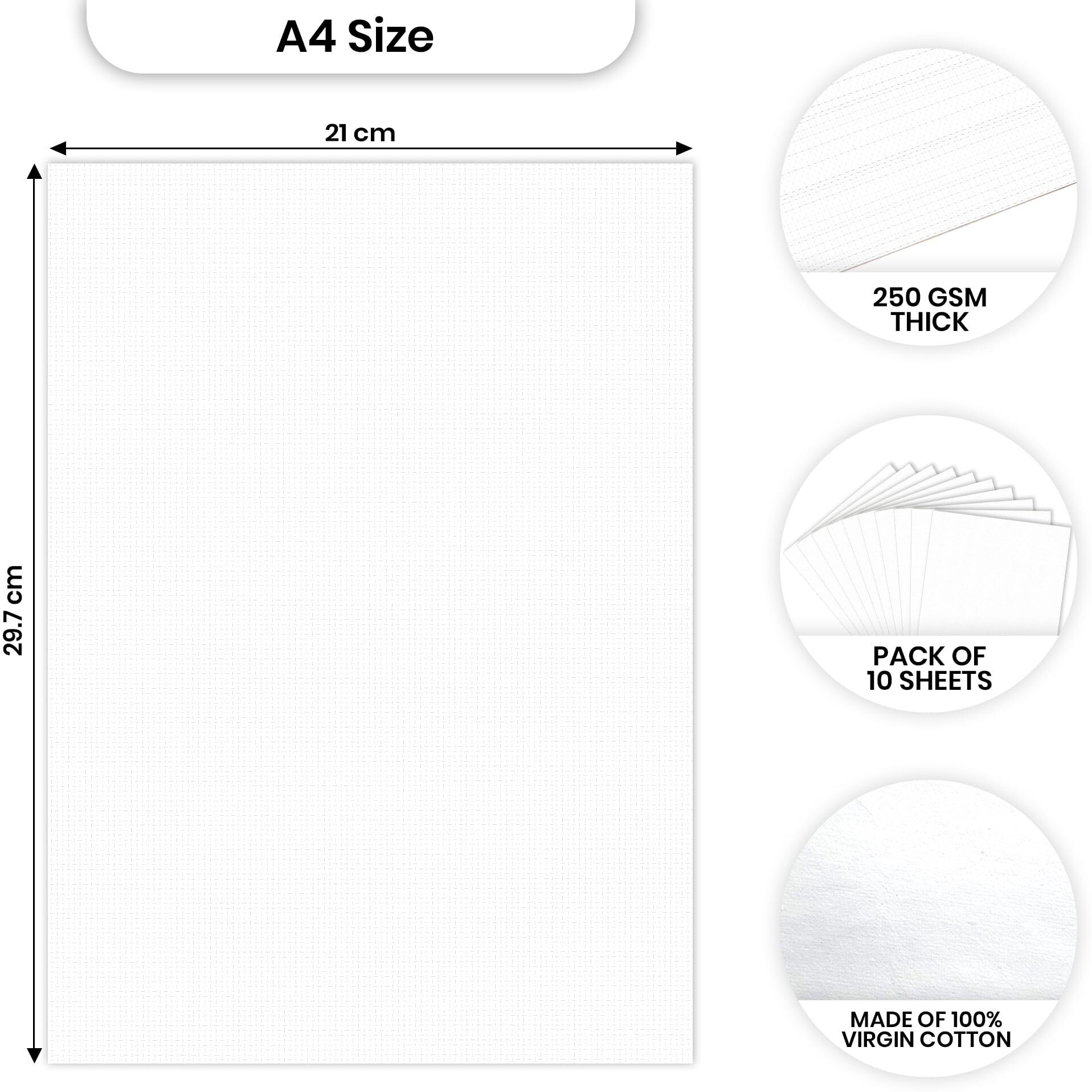 Lakeer A4 Colour Mount Board - White, Cardstock Paper Board | 600 Gsm-Pack Of 5 Boards | For Scrapbooking, Art, Craft, Poster, Diy, Etc (White)