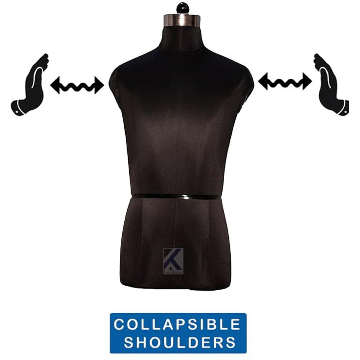 Kalsutanshi  Male Dress Only Upper Body Torso Part Form For Display - Without Stand - Black Color (38)