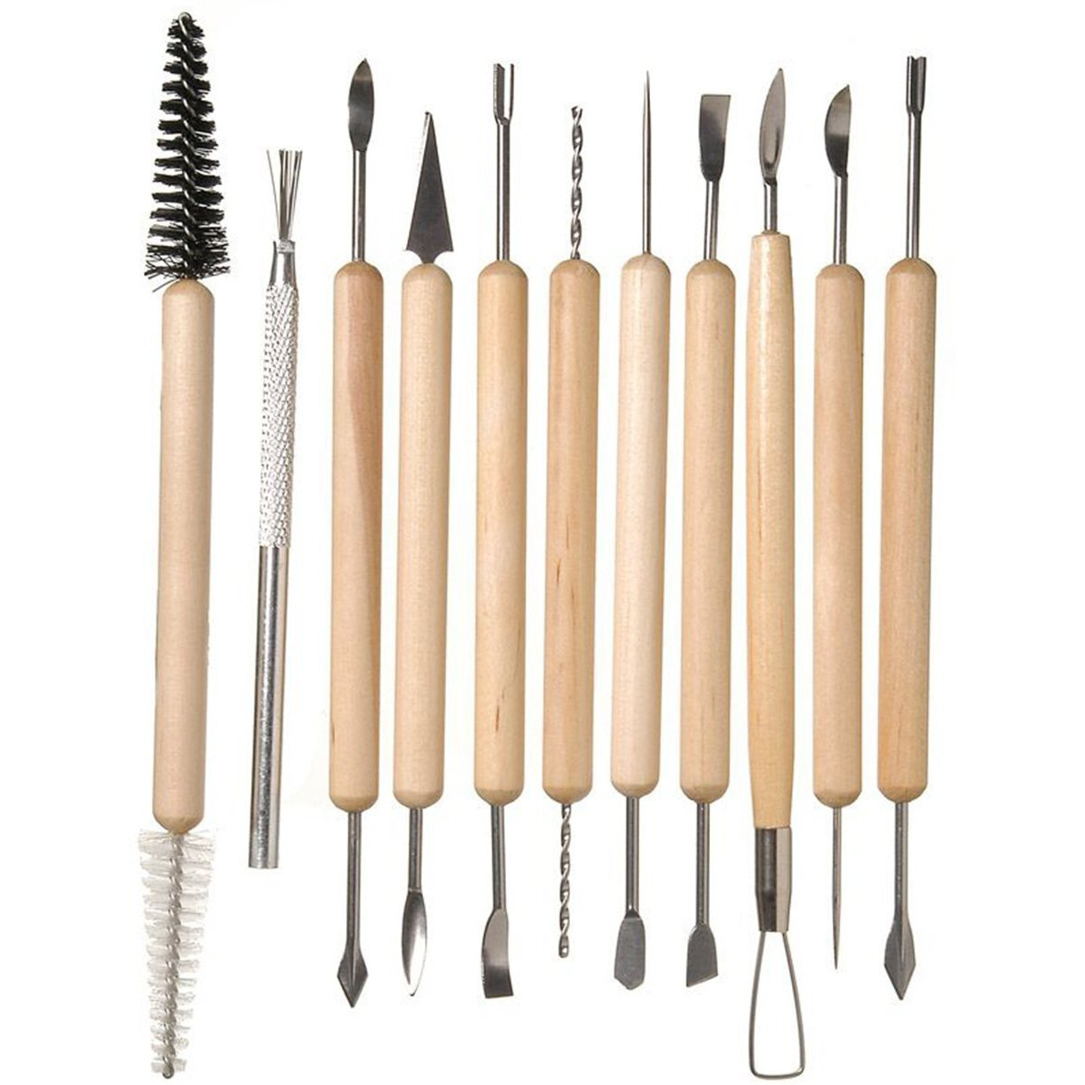 Fancyku Ceramic 11 Pcs Wooden Handle Clay Carving Pottery Sculpting Tools For Art And Craft