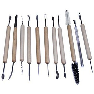 Fancyku Ceramic 11 Pcs Wooden Handle Clay Carving Pottery Sculpting Tools For Art And Craft