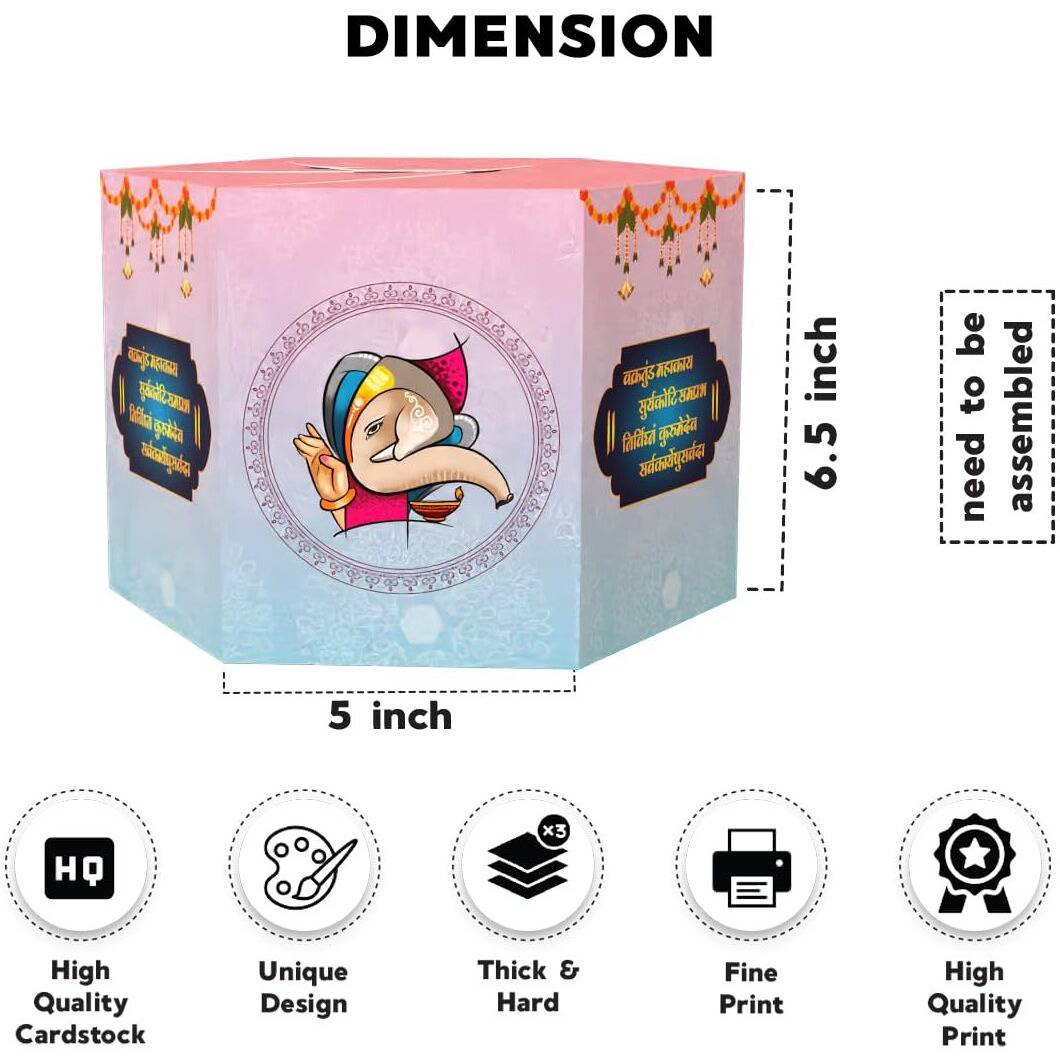 Festiko Happy Ganesh Chaturthi Gift Boxes (10 Pcs) - Design2, Ganesh Chaturthi Decoration Items