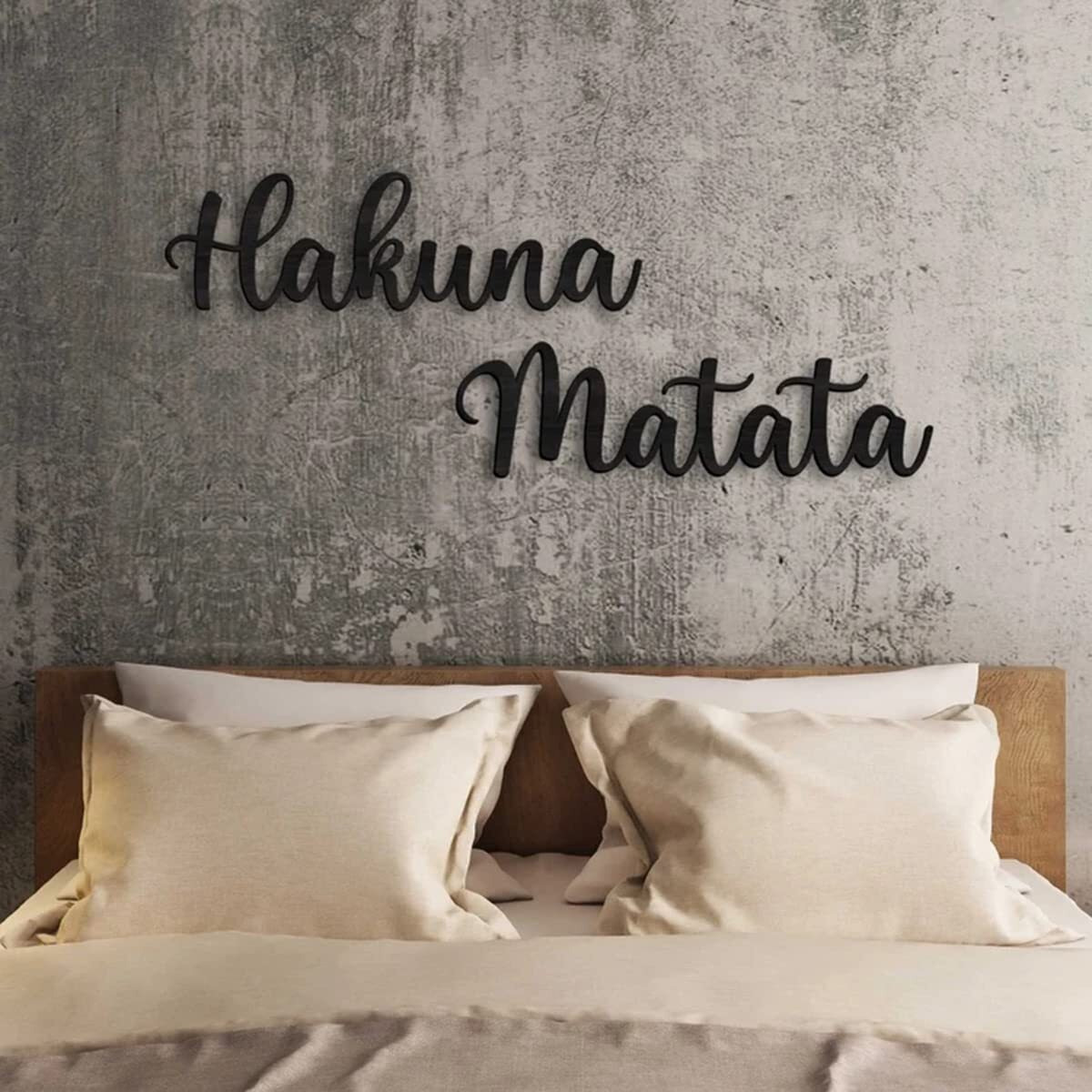 Meraki Mart Black Hakuna Matata Sing Designed Art Of Wood Wall Round Hanging Decor Plaque Sculptures Black Wall Decoration Contemporary Home, Bedroom, Office, Cafe, Bathroom, (Pack Of 2, 16 Inches)