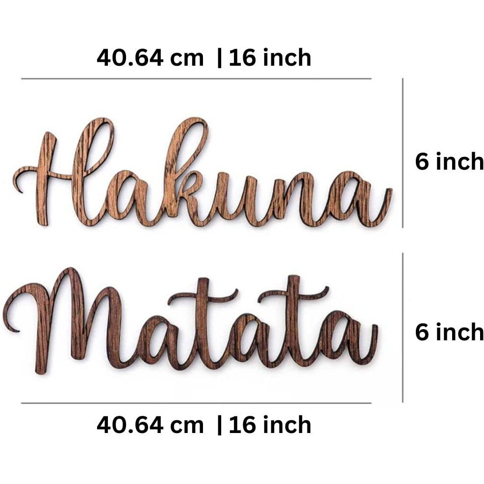 Meraki Mart Black Hakuna Matata Sing Designed Art Of Wood Wall Round Hanging Decor Plaque Sculptures Black Wall Decoration Contemporary Home, Bedroom, Office, Cafe, Bathroom, (Pack Of 2, 16 Inches)