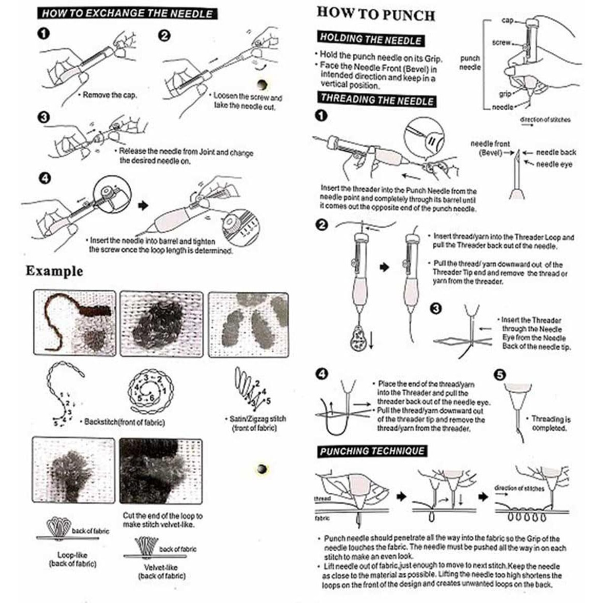 Embroiderymaterial Punch Needle Tool With Set Of 3 Needles And Threader