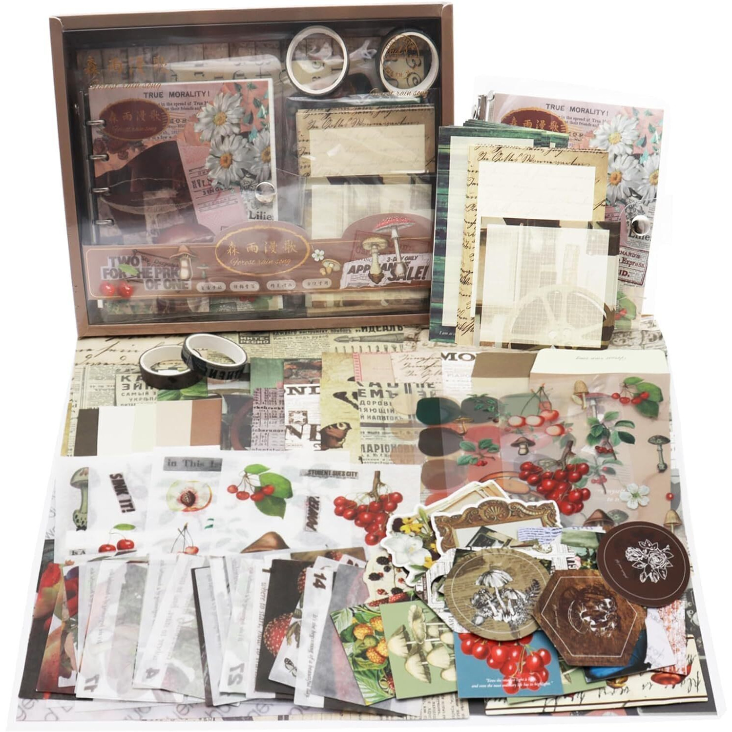 Lanloy Vintage Aesthetic Scraobiik Kit (346Pcs) Scrapbooking Supplies Kit With Bullet Junk Journal Stationery A6 Grid Notebook Journaling Gift For Gifl (Post Office Brown Scrapbook)