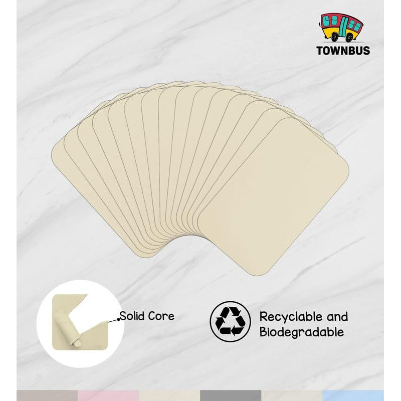 Townbus - Sand -100 Nos | 3X5 Colour Index & Thank You Cards | 285Gsm Thick Paper, Vibrant Colours | Smooth Writing  Ideal For Notes And Personal Messages