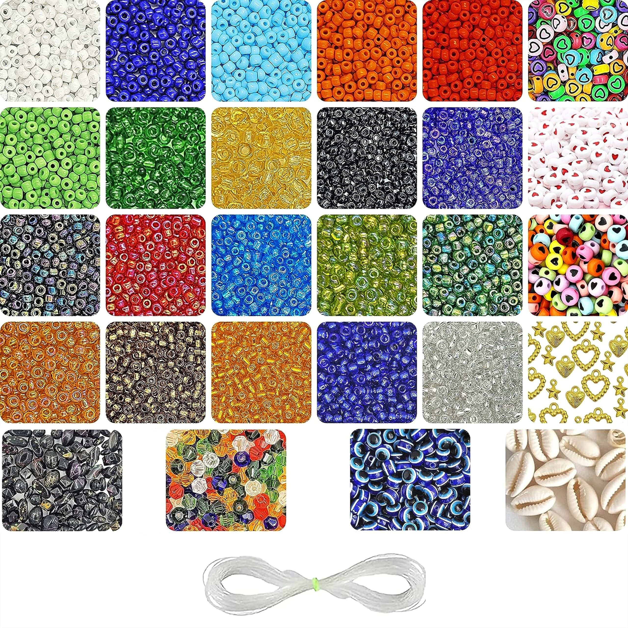 Indikonb Mega Beads Combo Set For Craft And Jewellery Making | Includes Seed, Round Heart, Irish, Crystal Pearls, Evil Eyes, Spacers - 20 M - Multicolor