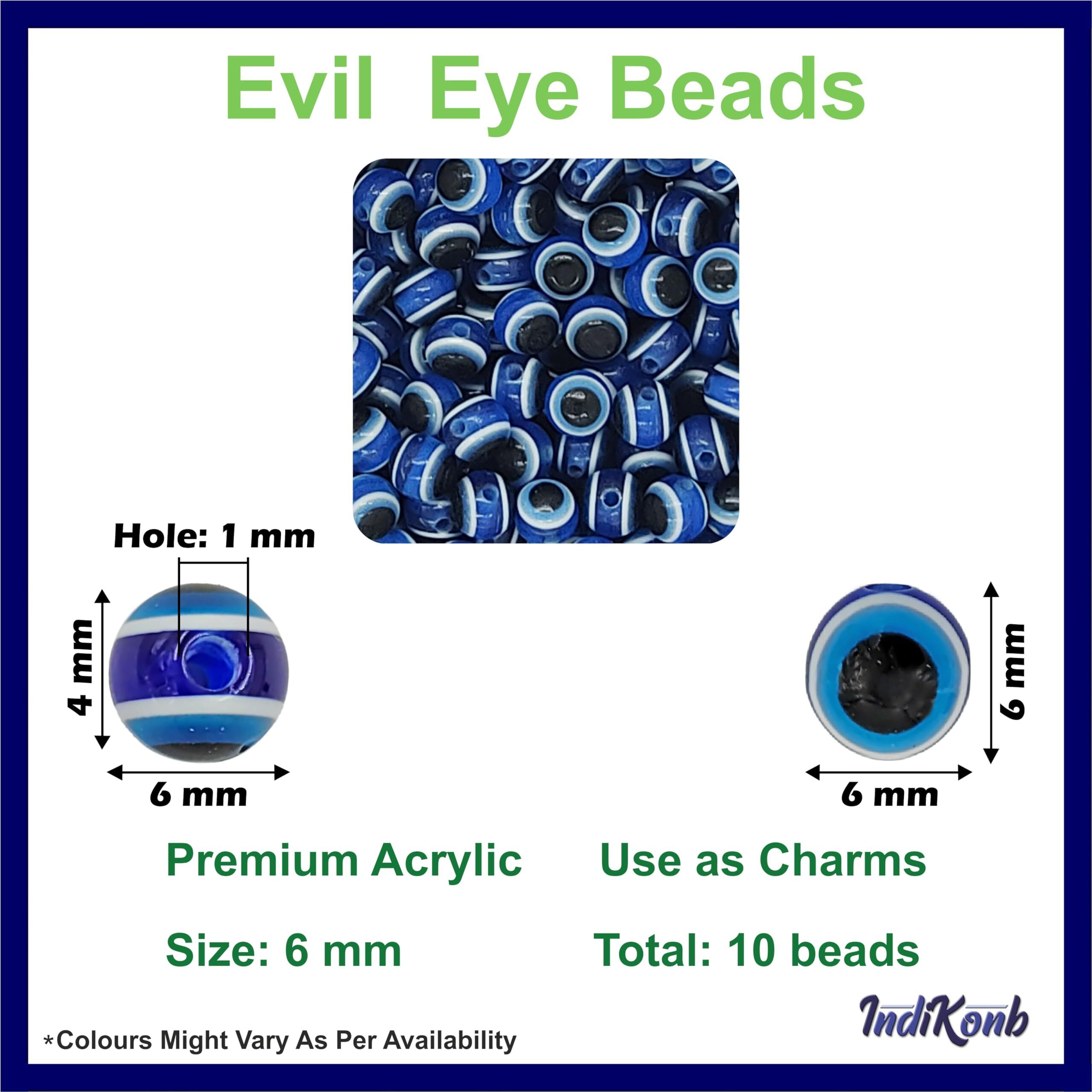 Indikonb Mega Beads Combo Set For Craft And Jewellery Making | Includes Seed, Round Heart, Irish, Crystal Pearls, Evil Eyes, Spacers - 20 M - Multicolor