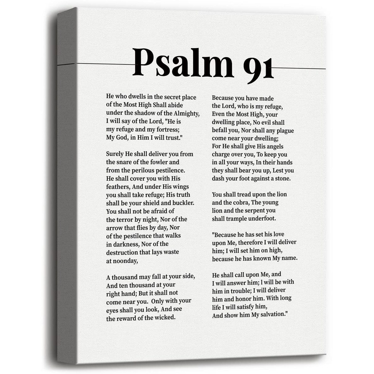 Psalms 91 Print Poster Canvas Wall Art, Spiritual Decor Sign, Christian Gift Bible Quote Print, Biblical Verses Scripture Baptism Gift, Family Home Or Office Decor 12X15