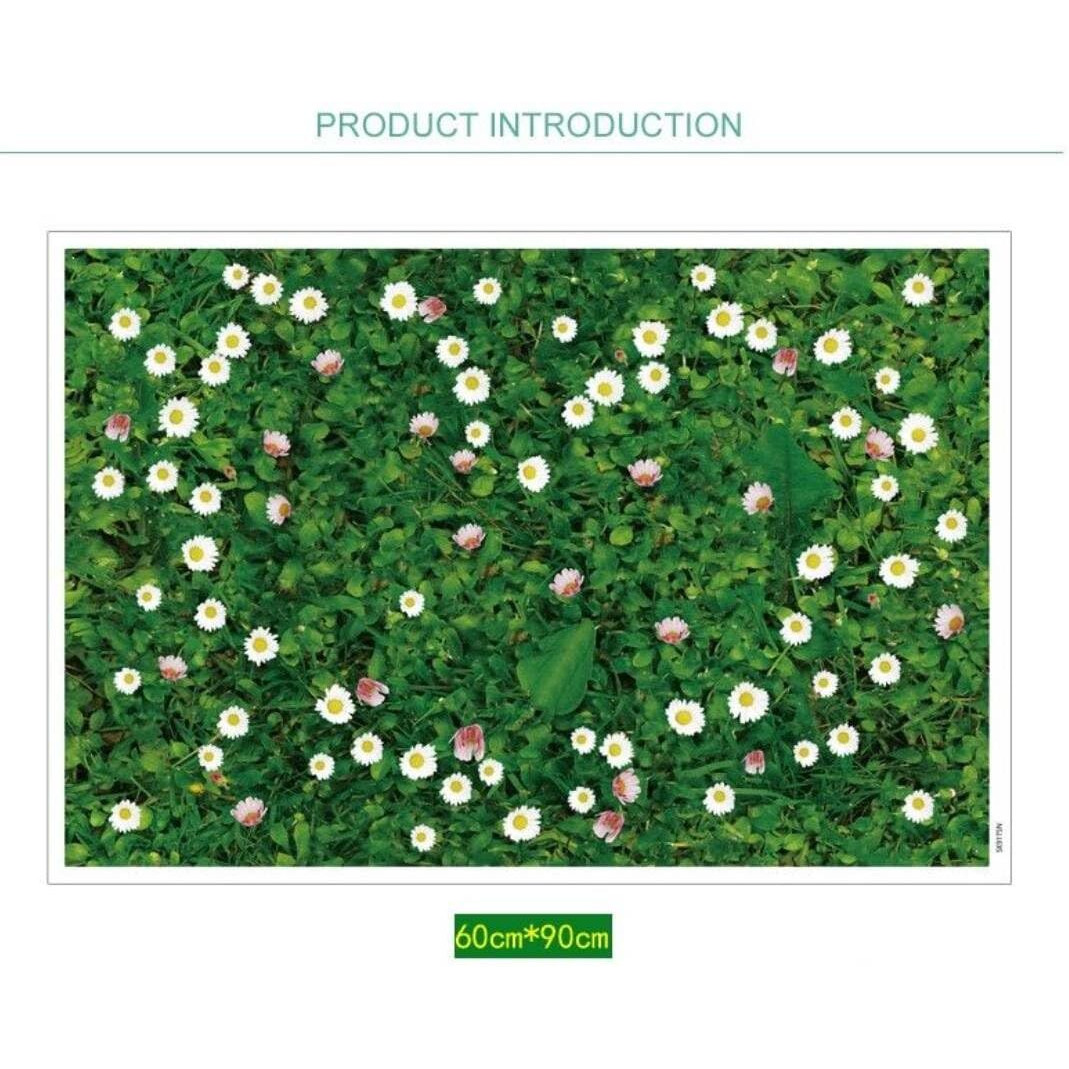 Jaamso Royals Modern Floor Sticker Green Grass And Little Daisy Wall Sticker For Home Dcor And Wall Decor Sticker (90Cm X 60Cm)