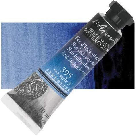 Sennelier Laquarelle French Artists Watercolour 10 Ml Blue Indanthrene Ideal For Watercolor Paper, Primed Canvas With Watercolor Brushes, Pencils, Gouache, Masking Fluid, And Waterproof Inks.