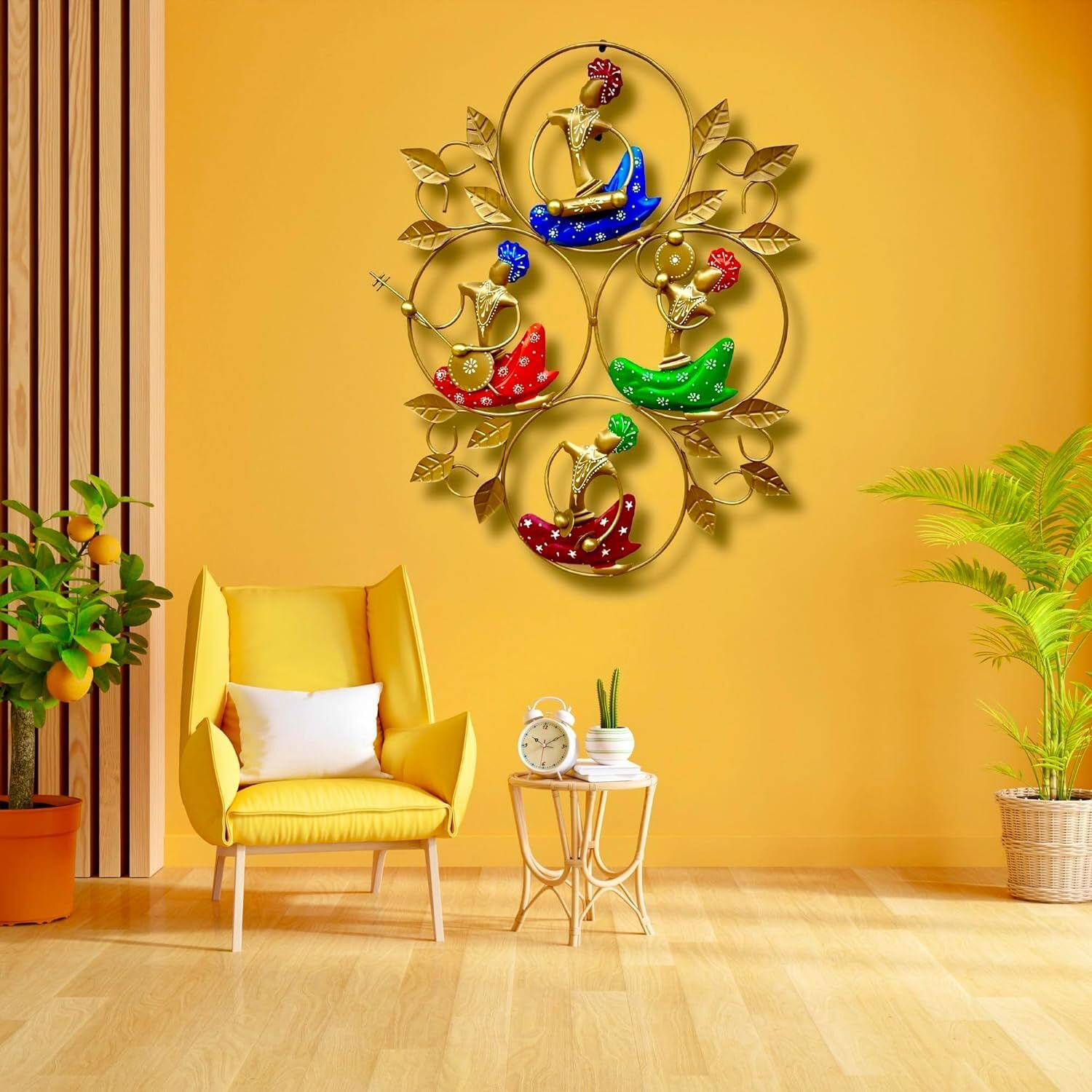 Anshika International Metal Wall Art Frame Hangings For Home Decoration, Wall Sculpture For Living Room, Scenery Showpiece Decorative Items For Bedroom For 4 Musician Doll (Size 24X17 In)