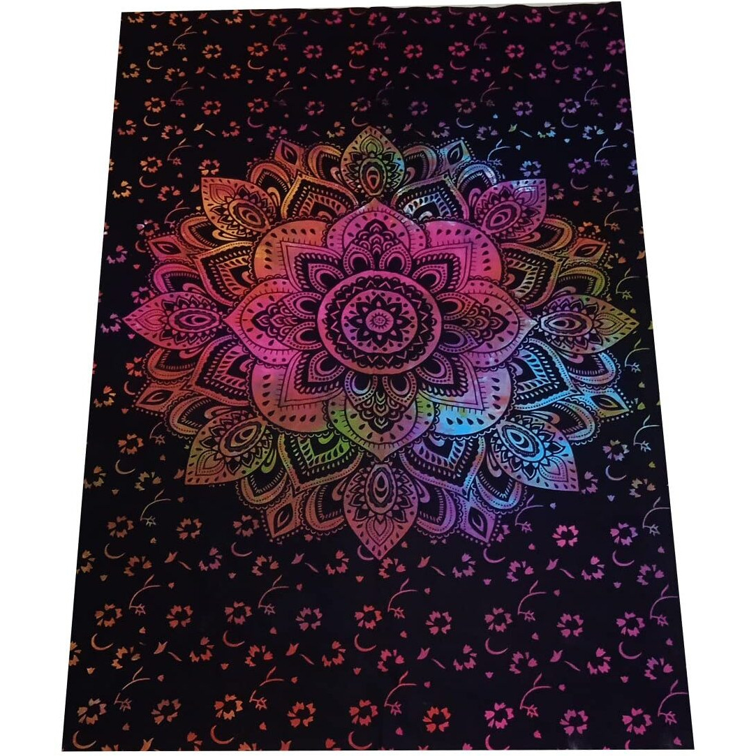 Purpledip Cotton Wall Poster Sheet 'Blooming Flower' Bohemian Hanging Tapestry (20097)