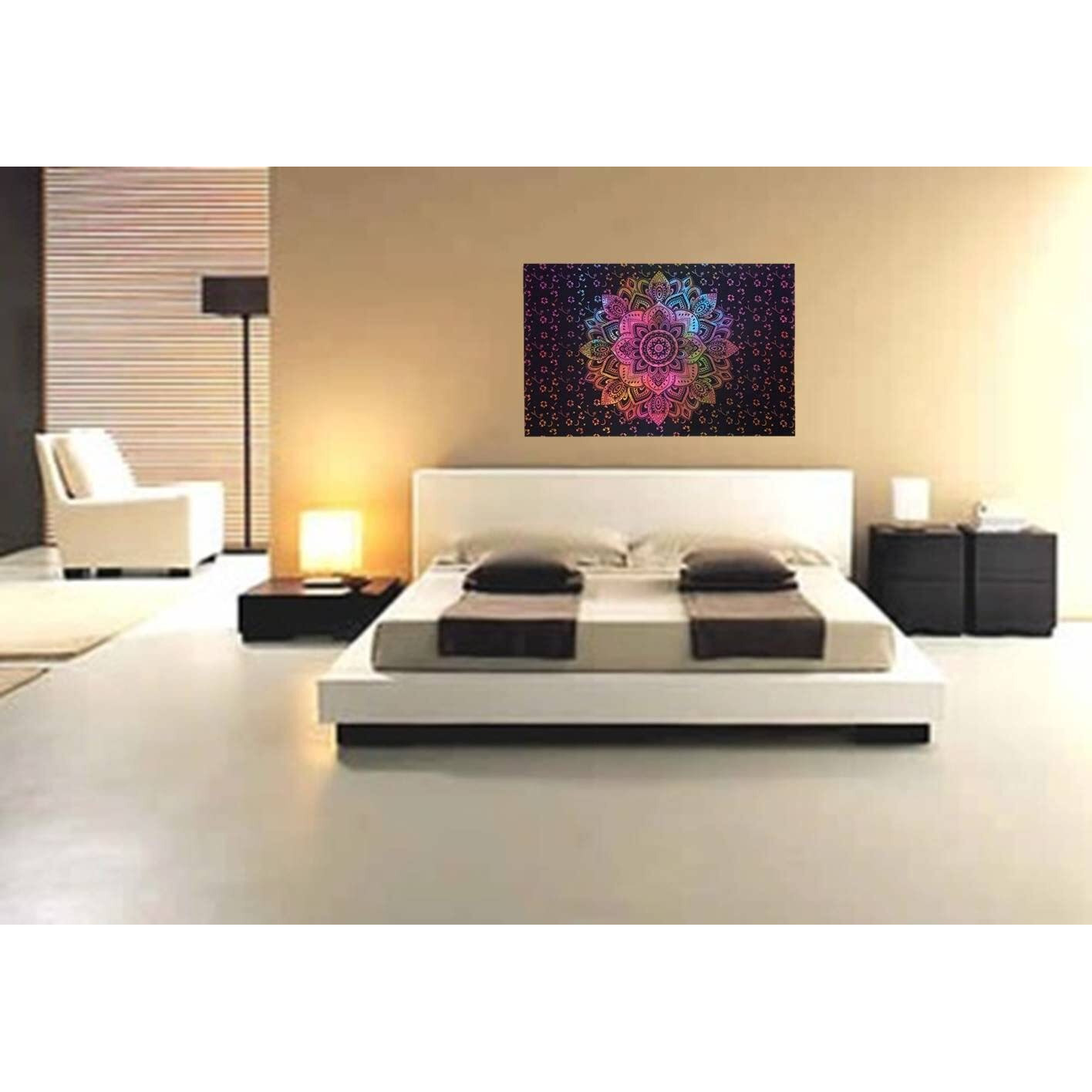 Purpledip Cotton Wall Poster Sheet 'Blooming Flower' Bohemian Hanging Tapestry (20097)