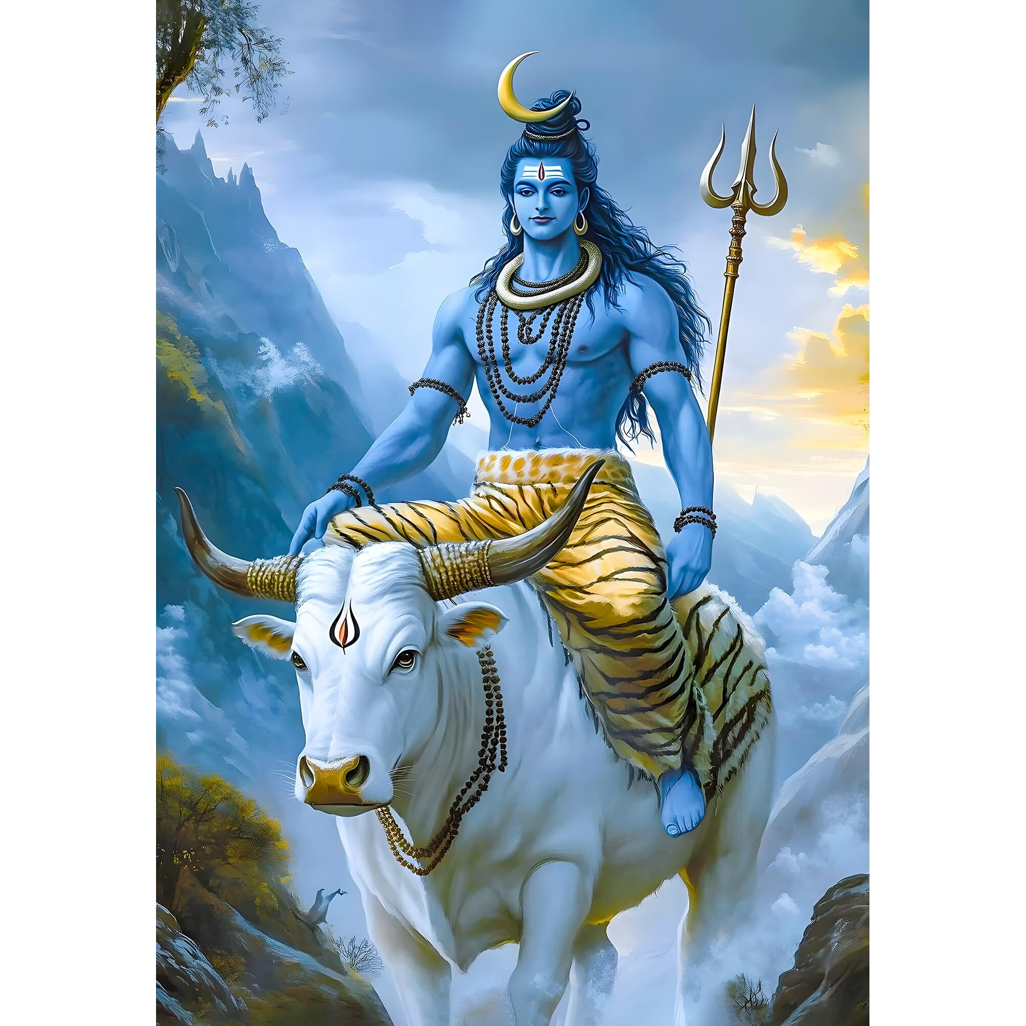 Lord Shiva Posters For Wall | Nandi Sticker | Mahadev Poster | Nandi Ji Poster | Lord Shiva Posters For Room Decoration | Mahadev Stickers For Pooja Room, Living Room Decoration