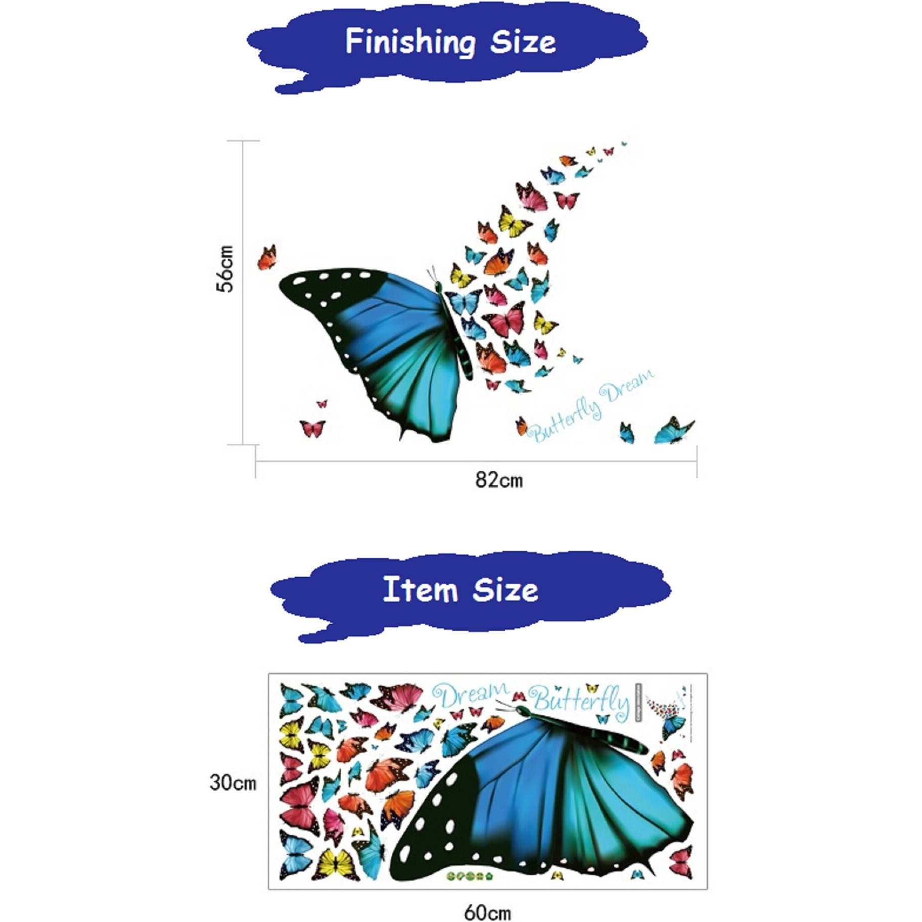 Jaamso Royals Jambo Dynamite Colorful Butterflies Decorative Design Vinyl Self Adhesive Peel And Stick Wall Sticker For Wall Decor And Home Decor (30Cm X 60Cm)(Sk36001)