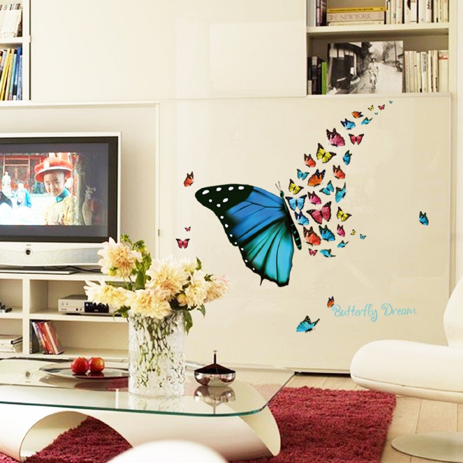 Jaamso Royals Jambo Dynamite Colorful Butterflies Decorative Design Vinyl Self Adhesive Peel And Stick Wall Sticker For Wall Decor And Home Decor (30Cm X 60Cm)(Sk36001)