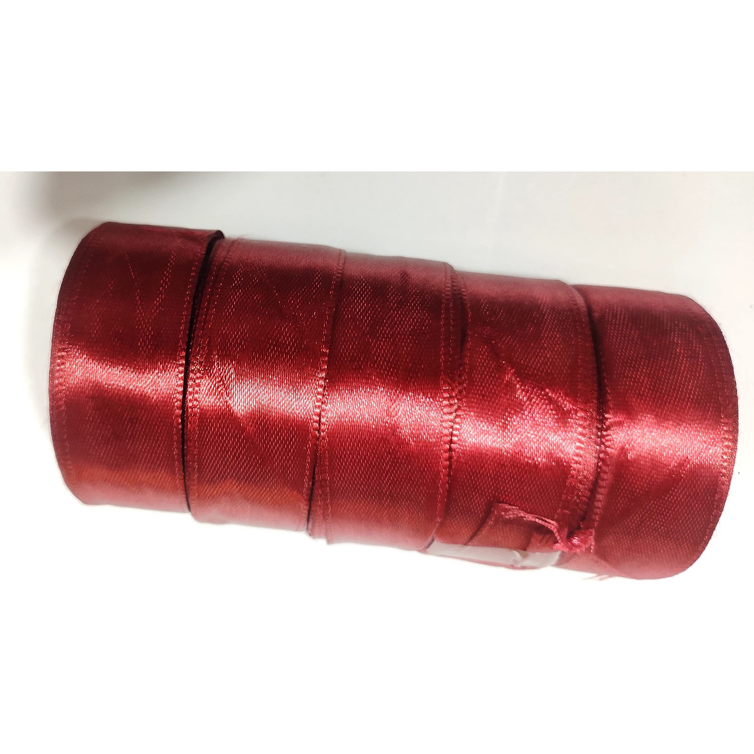 Omx 25Mm Satin Ribbon For Birthdays Gift Wrapping/Flower Making Ribbon/Party Decoration Ribbon/Bow Making Ribbon, Size - 1 Inch Width (Mehroon Red, 85 Mtr - 10 Rolls - 8.5 Mtr In 1 Roll)