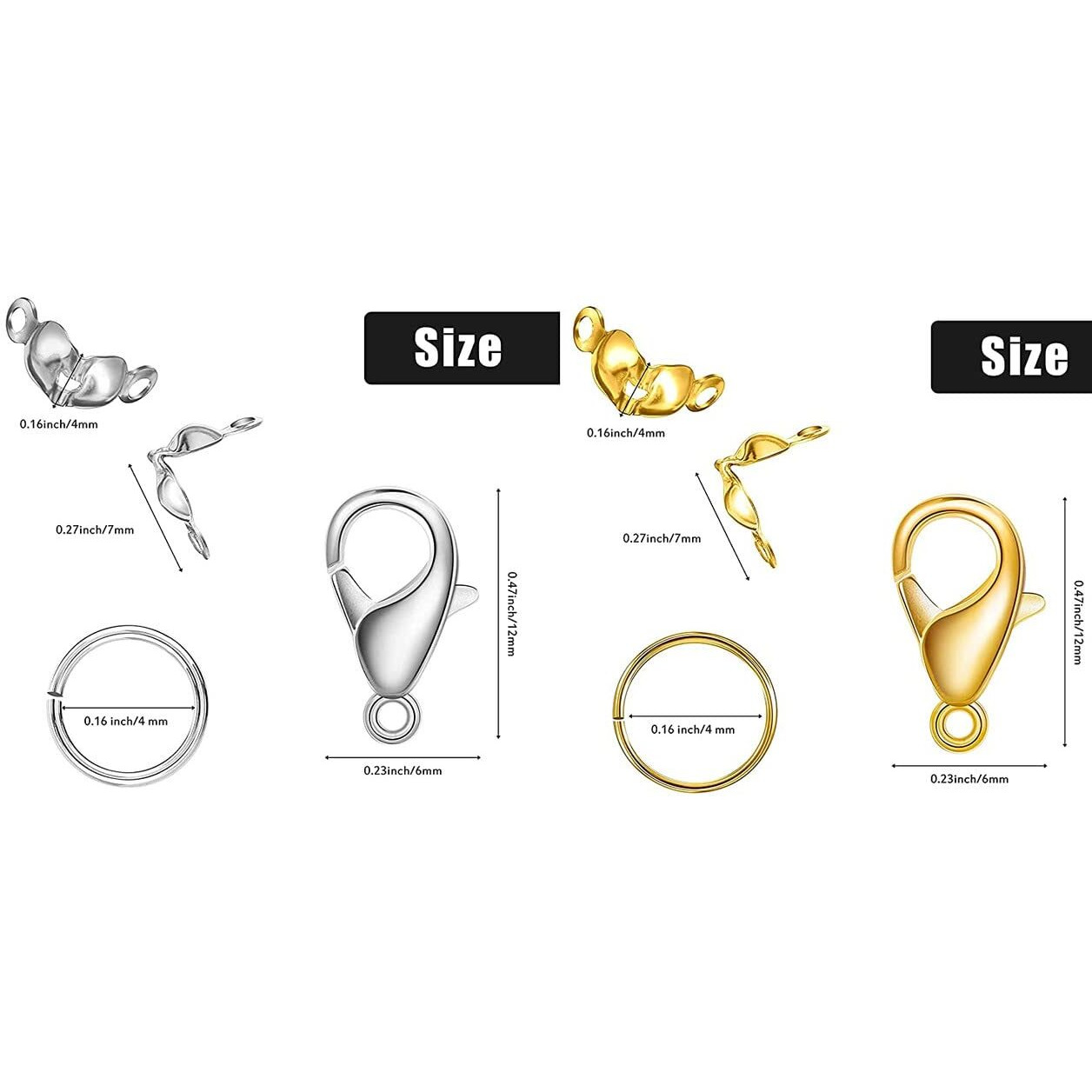 Diy Crafts 20 Gram, Antique Bronze, Jewelry Making Accessories Set Bead Tips Knot Covers Open Jump Ring Connectors And Lobster Claw Clasps For Diy Jewelry(20 Gram, Antique Bronze)