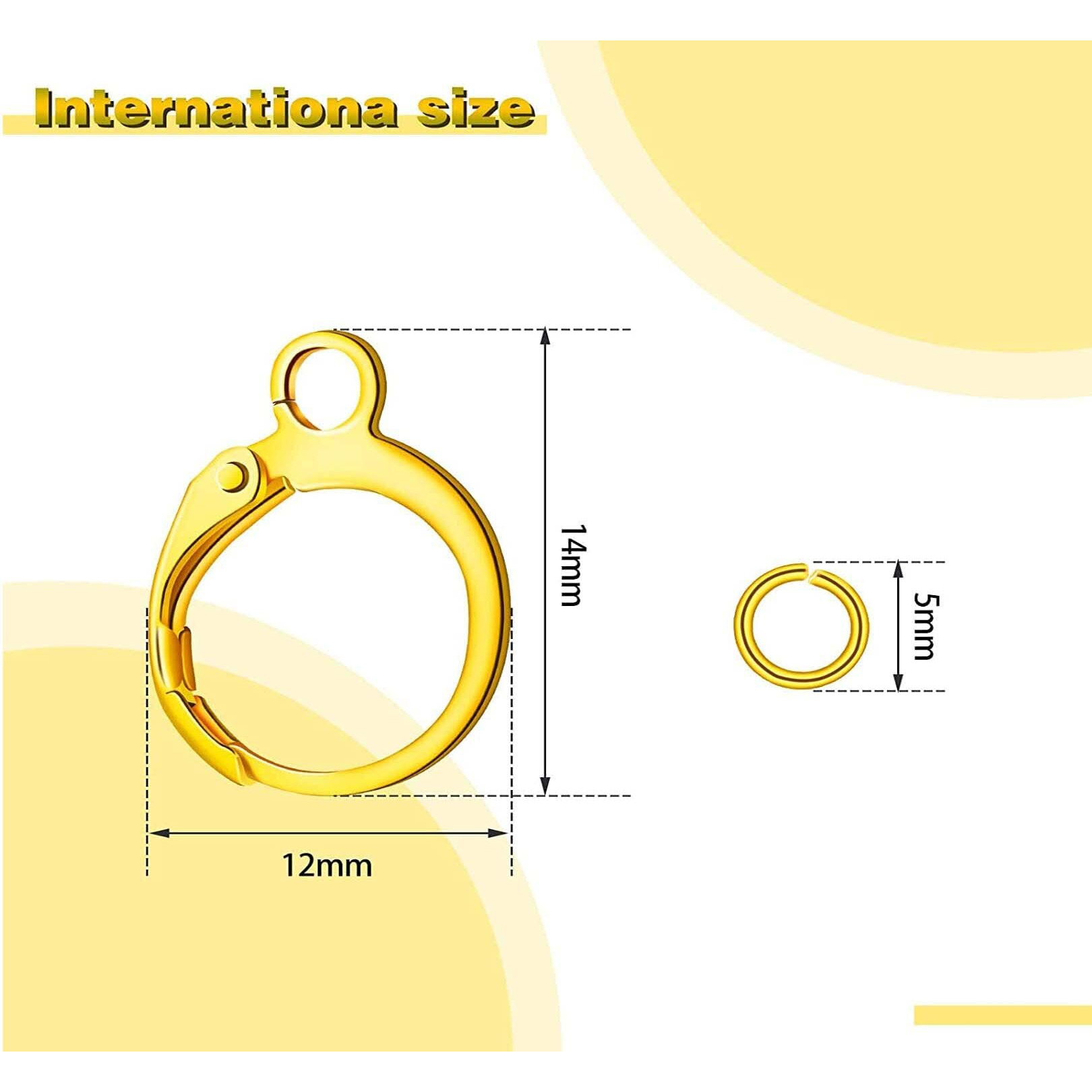 Diy Crafts 90 Pcs Set, Antique Gold, Round Lever Earring Hooks With Open Jump Rings Set, Round French Hook Ear Wire And Diy Jump Hooks For Women Jewelry Crafts Maki(90 Pcs Set, Antique Gold)