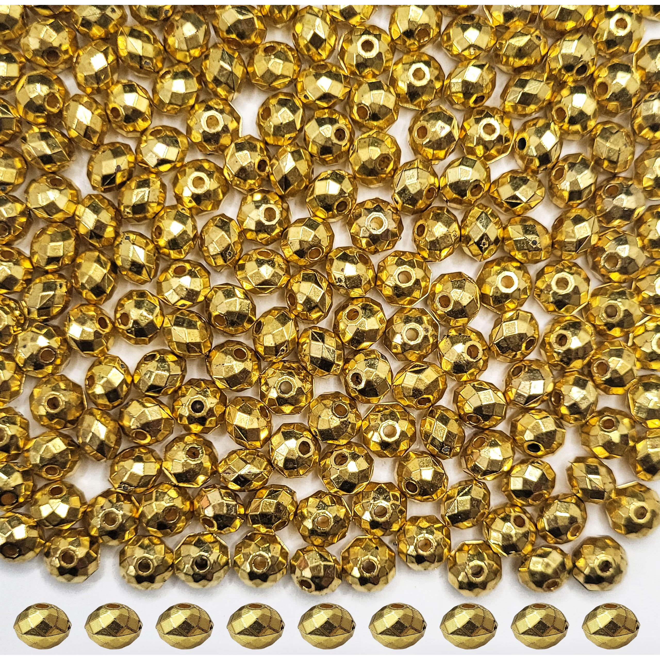 Indikonb Gold Beads And Caps Combo | Golden Plated Beads For Jewellery, Aari Work, Rakhi Making, Embroidery Craft (Gold 7)