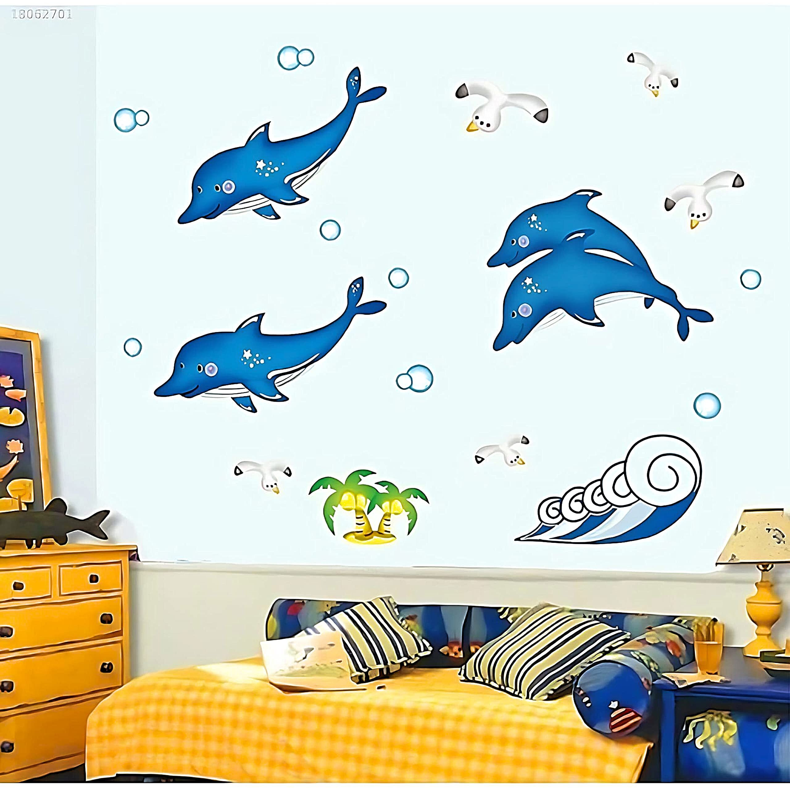 Jaamso Royals Dolphin Radium Stickers For Bedroom, Radium Sticker, Stars For Ceiling, Ceiling Stars Radium Stickers, Radium Stars And Moons For Bedroom, Ceiling Stickers For Bedroom (50 Cm X 70 Cm)