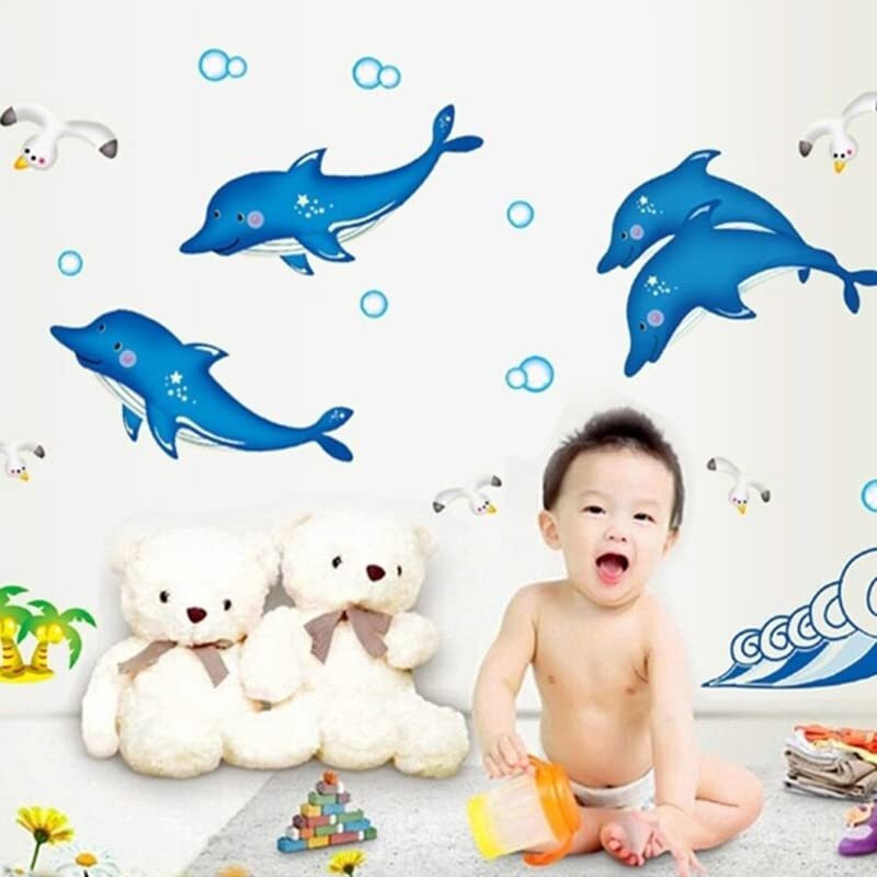 Jaamso Royals Dolphin Radium Stickers For Bedroom, Radium Sticker, Stars For Ceiling, Ceiling Stars Radium Stickers, Radium Stars And Moons For Bedroom, Ceiling Stickers For Bedroom (50 Cm X 70 Cm)