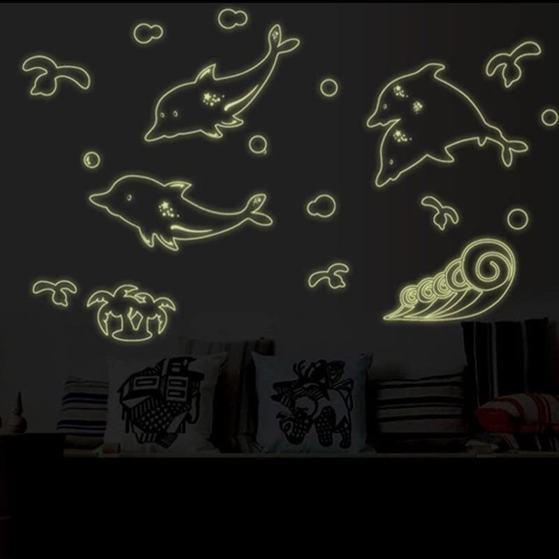Jaamso Royals Dolphin Radium Stickers For Bedroom, Radium Sticker, Stars For Ceiling, Ceiling Stars Radium Stickers, Radium Stars And Moons For Bedroom, Ceiling Stickers For Bedroom (50 Cm X 70 Cm)