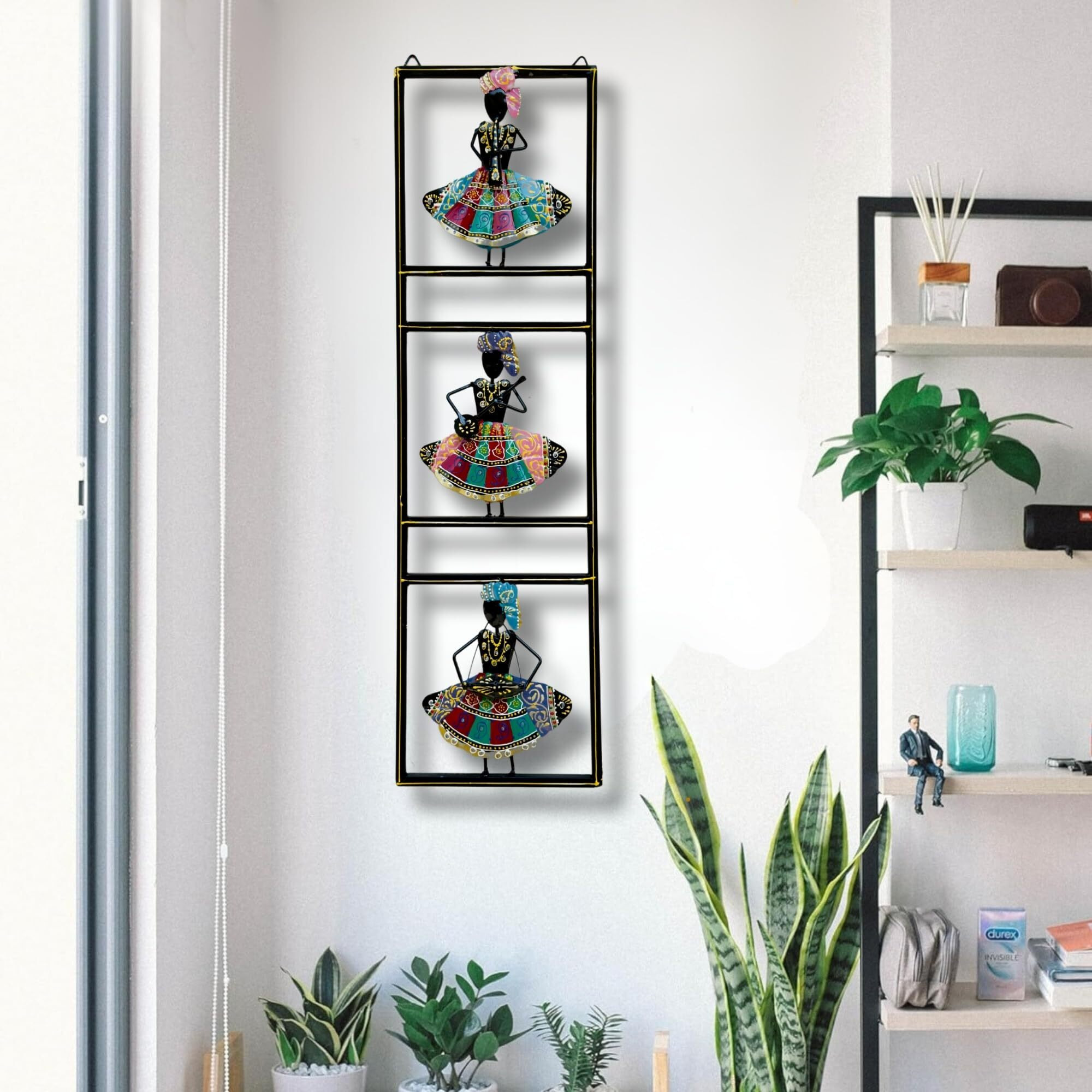 Rsn Metal Wall Decor Rajasthani 3 Musicians Wall Art/Wall Hanging For Living Room/Bedroom Size-33.5 X 9.5 Inch