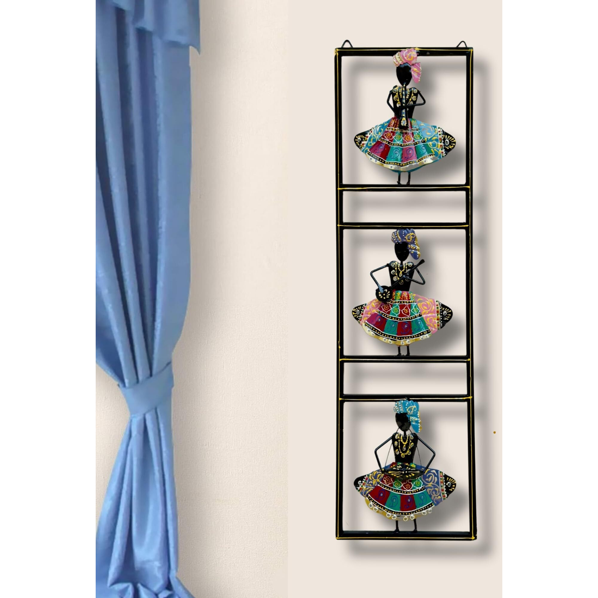 Rsn Metal Wall Decor Rajasthani 3 Musicians Wall Art/Wall Hanging For Living Room/Bedroom Size-33.5 X 9.5 Inch