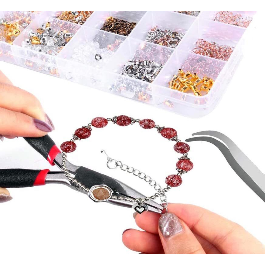 Diy Crafts 50 Grm, Antique Silver, Earring Making Kit Jewelry Makes Supplies With Earring Post Jump Rings Earring Back Tweezers Jump Ring Opener For Earring Jewelry Diy Ma (50 Grm, Antique Silver)