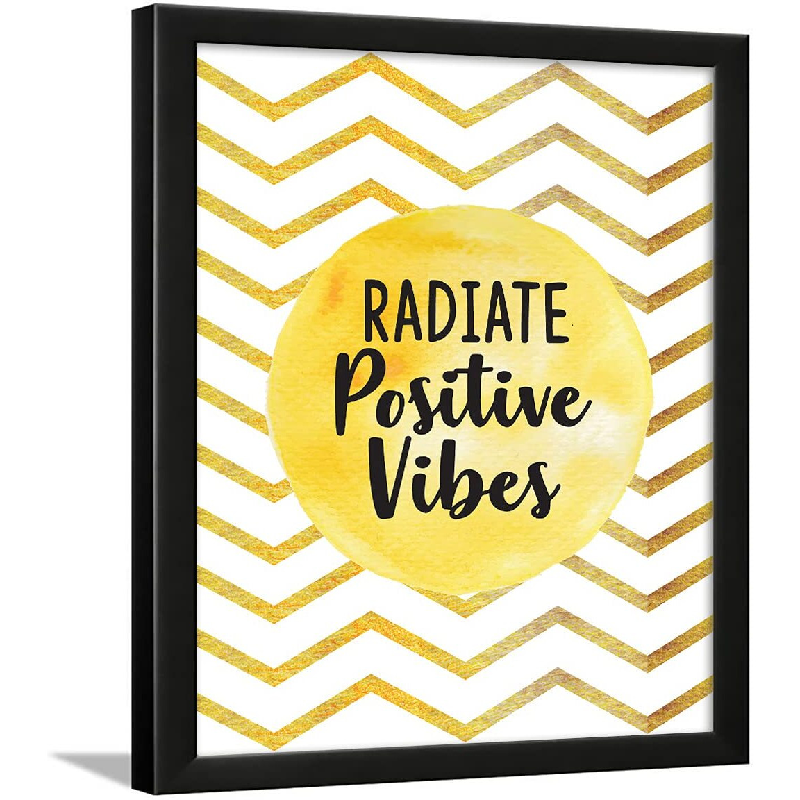 Chaka Chaundh - Radiate Positive Vibes Quotes Frames - Good Vibes Quotes Wall Frames For Home & Living Room - Positive Quotes Posters For Women - (13.6 X 10.6 Inches)