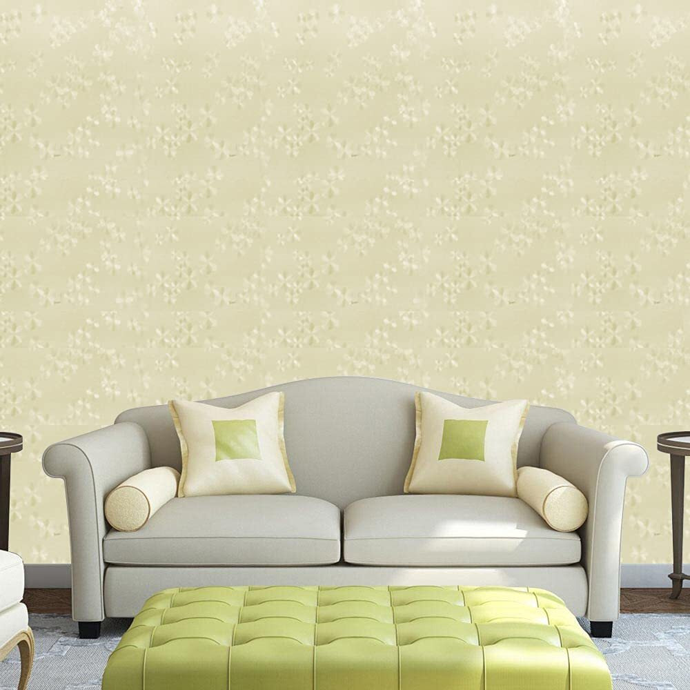 Wolpin Wall Stickers Wallpaper Floral Gerbera (60 X 300 Cm) Beautiful Flowers Textured Peel And Stick Decal, Beige