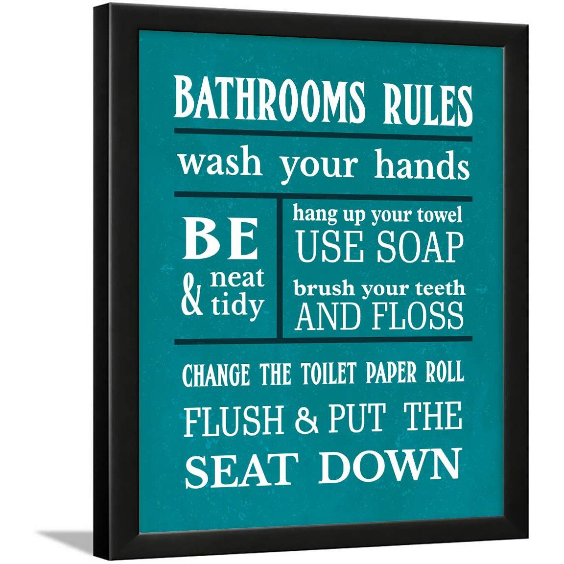 Chaka Chaundh - Bathroom Poster - Bathroom Posters With Frame - Bathroom Quotes Framed Posters - Bathroom Etiquette Poster  Bathroom Rules Poster - (14 X 11 Inches) (Aqua)