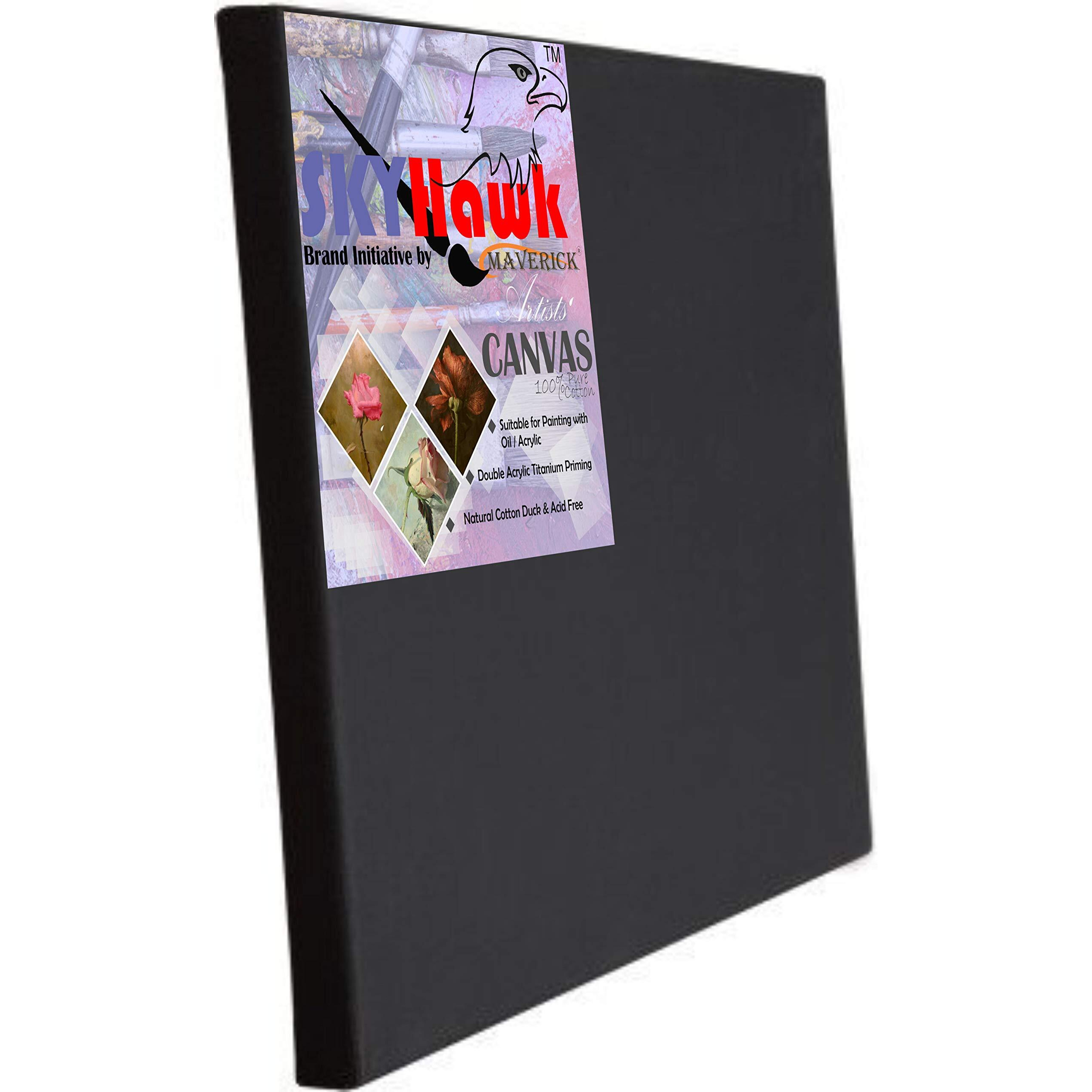 Skyhawk Black 4" X 4" Cotton Medium Grain Pre Stretched Canvas (Set Of 4)