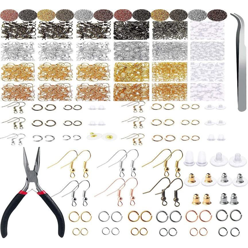 Diy Crafts 300 Grm, Bright Gold, Earring Hooks Earring Jewelry Making Kit Earring Hooks For With Jump Rings Earring Backs Pliers Tweezers Jump Ring Opener For Jewelry Mak (300 Grm, Bright Gold)