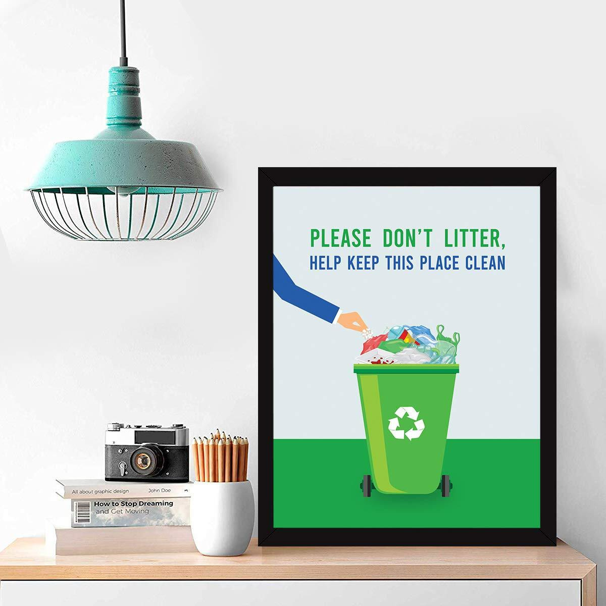 Chaka Chaundh - Framed Keep Clean Poster For Bathroom, Kitchen, Restaurant, Hostel Mess, Hotel, Bakery, Cookery (34 Cm X 27 Cm X 4 Cm)
