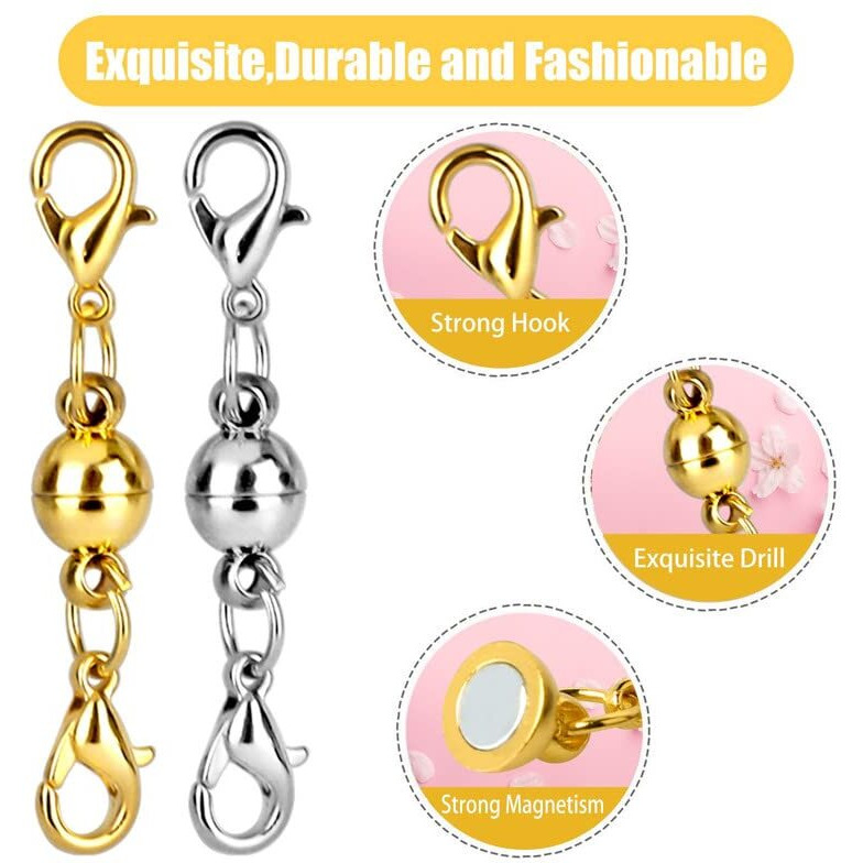 Diy Crafts 1X Set 5X1, Bright Gold, Magnetic Clasps Magnetic Jewelry Clasp Locking 7 Mm Magnetic Necklace Clasp Magnetic Necklace Chain Clasp Bracelet Necklace Ext(1X Set 5X1, Bright Gold)