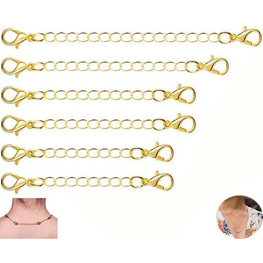 Diy Crafts 5 Sets 5X5, Gold, Chain Extender Jewelry Necklace Lobster Clasps | Closures For Necklace Bracelet Jewel (5 Sets 5X5, Gold)